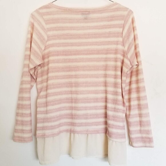 Torrid Blush Pink and Ivory Stripe Lace Sweater 0X - Picture 7 of 11